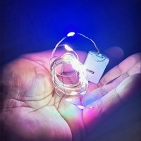 Guirlande lumineuse LED en fil de cuivre de 0,6 m à 2,3 m, petites étoiles colorées à piles pour la décoration de gâteaux, lumières clignotantes, ciel étoilé