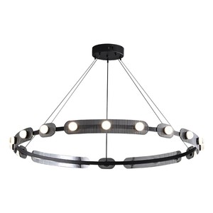 Lampadario LED Moderno Industriale in Ferro e Vetro con Finitura <span class=keywords><strong>Oro</strong></span> e Nero, Luce Calda Protettiva per gli Occhi per Soggiorno - Product Image 6