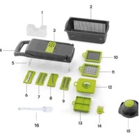 Hoge Efficiëntie Keuken Duurzame 16-in-1 Groentesnijder/Rasp/Groentehakker/Mandoline Snijder met Opvangbak voor Salade