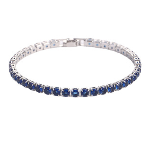Bracciale Tennis di Lusso alla Moda, Placcato Oro 18k, con Zaffiri e Smeraldi, Antiossidante, per Uomo e Donna - Product Image 5
