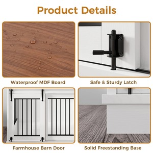 Luxuriöse Moderne Farmhaus-Holzhundehütte mit Schiebetür im Scheunenstil, Große Innenhundehütte mit Futterstation und Aufbewahrungsschubladen - Product Image 4