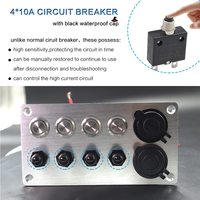 Panneau de commutateur à bascule à 4 gangues étanche avec fusible, LED rouge 12V, pour caravane, bateau, marine, avec protection par fusible USB 4,8A