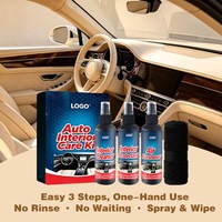 Kit professionnel d'entretien intérieur automobile : Nettoyant, protecteur, spray désodorisant et serviette microfibre pour le tableau de bord et le detailing auto