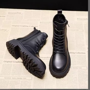 Vente en gros directe d'usine, nouvelles bottes Martin <span class=keywords><strong>noires</strong></span> de style britannique, polyvalentes et tendance, bottes à la cheville rétro confortables pour le printemps/l'automne - Product Image 4