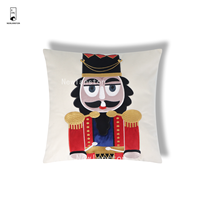 Housse de coussin personnalisée de haute qualité en velours avec broderie patchwork Casse-Noisette, décoration de Noël pour la maison, taie d'oreiller carrée