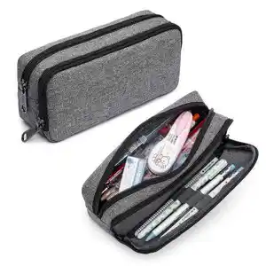 Multi Componenten Grote Capaciteit Case Pen Pouch Houder Briefpapier Bureau Organisator Potlood Gevallen Potlood Tas Met Dubbele Ritssluiting