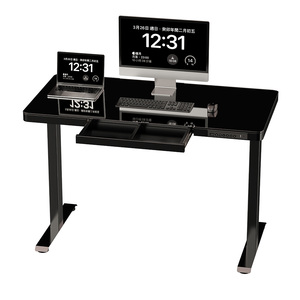 Bureau populaire ajuster le bureau électrique bureau en verre trempé ajuster la hauteur avec tiroir et ports USB - Product Image 1