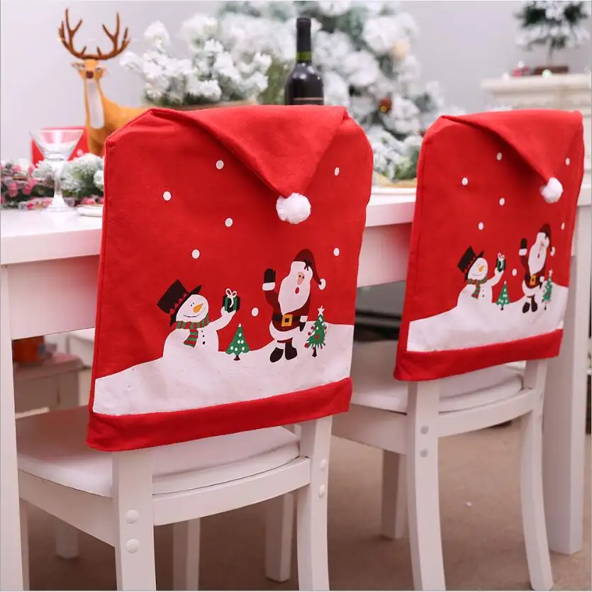 Christmas Decoration Old Man Snowman Chair Cover Hotel Restaurant Decoration Dress Up Articles Nonwovens Chair Cover Decoration