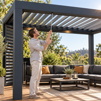 Gazebo extérieur en aluminium avec revêtement en poudre écologique et toit à lames orientables imperméable