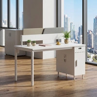 Poste de travail de bureau individuel moderne en bois avec cloison de séparation pour employés, ensemble de mobilier de bureau blanc