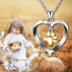 S925 <span class=keywords><strong>de</strong></span> plata esterlina perro hueso corazón para el bebé colgante encantos Collar para las mujeres - Product Image 5