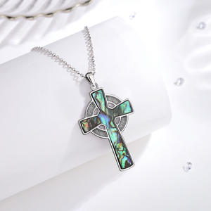 Changda 925 gioielli con trifoglio in argento Sterling Irish ciondolo regalo protettivo religioso con conchiglia celtica Bling croce collana - Product Image 2
