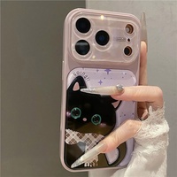 Étui pour iPhone 17 Pro Max rose 3D en forme de chat, très stylé, transformable, avec protection intégrale anti-chute en acrylique électroplaqué
