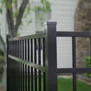 Clôture en acier galvanisé noir enduit de poudre, tube carré en acier forgé, portails d'allée, clôture en métal, <span class=keywords><strong>jardin</strong></span>, best-seller - Product Image 2