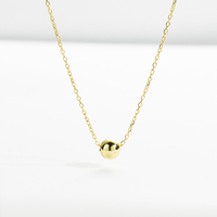 FUAMAY 925 Collar de bola simple de plata esterlina Collar con colgante de bola de oro pequeño