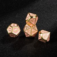 Ensemble de dés polyédriques en métal émaillé or rose, 7 pièces, dés RPG D&D pour les jeux de rôle sur table Dungeons & Dragons