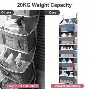 Organizador de Pared Anticaídas con Bolsillos Laterales, Bolsas de Malla, Ganchos de Plástico, Metal y Hierro para Armario, Cesta de Almacenamiento - Product Image 5