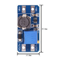 Modul Penguat DC-DC MT3608 yang Dapat Disesuaikan 2A, Modul Step Up dengan MICRO USB 2V-24V ke 5V 9V 12V 28V