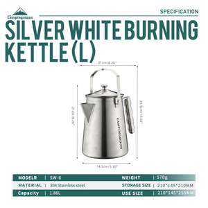 Campingmoon Outdoor <strong>Camping</strong> Durable Boiling <strong>Kettle</strong> Portable Large Capacity Stainless Steel BBQ Boil <strong>Kettle</strong> - Product Image 2