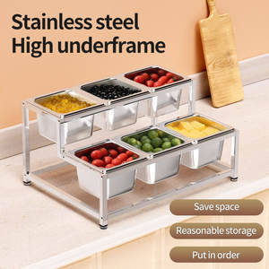 Organizador de condimentos de acero inoxidable de doble capa con diseño de mariposa y aroma a tostado, para 1/6 de tazón, resistente, para tiendas de té con leche - Product Image 4