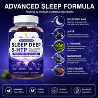 Gummies de Sommeil OEM Marque Privée à la Mélatonine 6mg, 5-HTP, L-Théanine et Magnésium, 60 unités, Pectine de Fruits, Soutien Nuit Profonde et Réparatrice