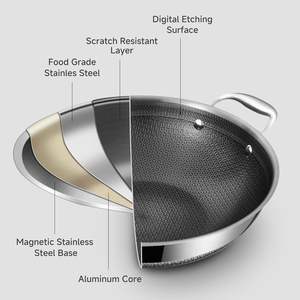 <span class=keywords><strong>Wok</strong></span> de Acero Inoxidable de Triple Capa Resistente con Tapa, Sartén Antiadherente de Cerámica de la <span class=keywords><strong>Mejor</strong></span> Calidad, Sartén <span class=keywords><strong>para</strong></span> Cocinar por Inducción, SIN PFAS - Product Image 3