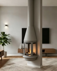 Caminetto a <span class=keywords><strong>Bioetanolo</strong></span>/Legna Senza Fumo Ecologico da Interno Montato a Soffitto Sospeso in Acciaio - Product Image 6