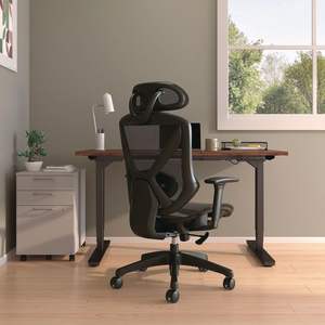 Alera Taunton Ergonomic Mesh Swivel Office Task <b>Chair</b> Adjustable Seat Arms Headrest Supports up 275 Lbs Stylish Lift <b>Black</b> <b>Chair</b> - Product Image 2