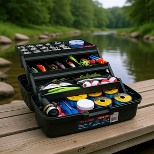 Boîte à pêche en plastique Truper CPE-16N de 16 pouces avec conception étanche pour une utilisation en rivière et en lac, rangement organisé pour appâts et leurres - Product Image 2