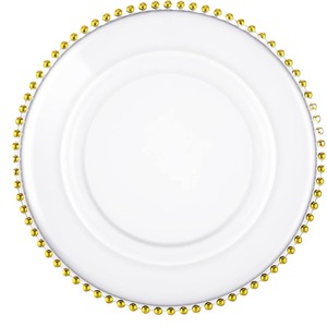 Assiettes <span class=keywords><strong>de</strong></span> présentation rondes en <span class=keywords><strong>verre</strong></span> acrylique doré perlé <span class=keywords><strong>de</strong></span> 13 pouces pour mariage, accessoires <span class=keywords><strong>de</strong></span> <span class=keywords><strong>cuisine</strong></span> tendance, vente en gros - Product Image 5