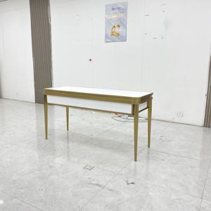Goldrahmen-Schreibtisch mit weißer Platte und Schubladen – Luxuriöser Multifunktionstisch für Büro/Konferenz/Empfangsraum - Product Image 5