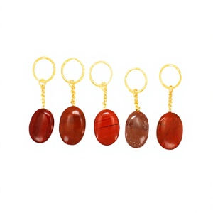 Porte-clés en cristal de haute qualité, jaspe rouge ovale, pierre naturelle, cadeau pour femmes, grossiste en porte-clés - Product Image 2