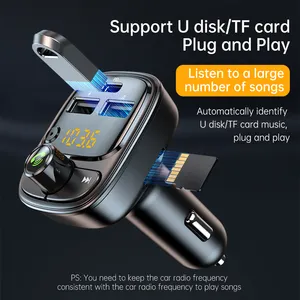 BT 5.1 Car MP3 Player With 5V 2 USB LED Wireless FM Transmitter PD24W Charger Music Player For Vehicles