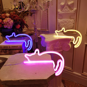 Esports <span class=keywords><strong>Chambre</strong></span> de fille Tête de lit de la <span class=keywords><strong>chambre</strong></span> à coucher Peinture acrylique LED Chat paresseux Décoration artistique néon - Product Image 4