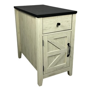 Farmhouse End <b>Table</b> With Barn Door And Drawer Storage For Bedroom Living Room - Product Image 2