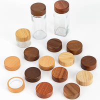 Botol Vial Kaca Transparan Diameter 47mm, Ukuran 50ml-260ml, Wadah Penyimpanan Makanan Kaca dengan Tutup Kayu Bambu, Promo Harga Spesial
