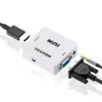 Adaptador VGA a HDMI/AV de 1080P con Audio, Convertidor de Video Macho a Hembra para Laptop, PC, Monitor, TV, Proyector, Plug and Play