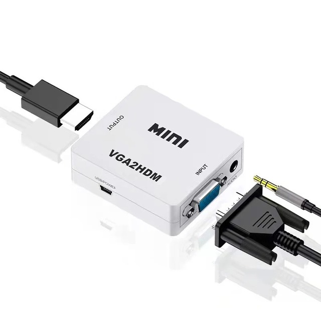 1080P VGA to HDMI/AV Adapter with Audio, Male to Female Video Converter for Laptop PC Monitor TV Projector, Plug and Play