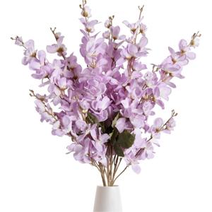 Delphinium artificiale <span class=keywords><strong>viola</strong></span> stelo <span class=keywords><strong>lungo</strong></span> Larkspur <span class=keywords><strong>fiore</strong></span> di seta per vaso alto composizione floreale matrimonio casa giardino decorazioni per feste - Product Image 1