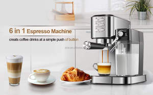 Machine à expresso programmable 6-en-1 en acier inoxydable, 20 bars, semi-automatique, avec mousseur à lait pour cappuccino et latte, usage domestique - Product Image 3