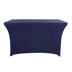 Großhandel tabelle tuch spandex blau-HAHOO 5FT Tafel Marineblau elastisch Spandex Fitted Stretch Tischdecke Klapptisch Rechteckige Cocktail Tischdecke für Bankett