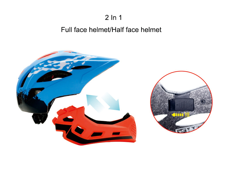 Kids Children Full Face Protection Downhill Bike Skate  Helmet  Mountain Bicycle Helmet with Removable Chin Guard