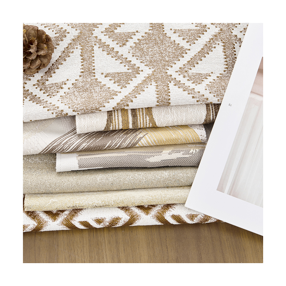 Popular Custom Eco-Friendly Tricot Knitted Yarn Dyed 100% Polyester Upholstery Jacquard Curtain Fabric for Window