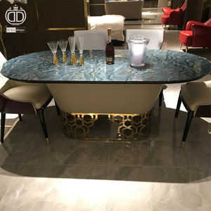 ชุดโต๊ะรับประทานอาหารสุดหรู,ชุดโต๊ะรับประทานอาหารอิตาเลียนหินอ่อนเข้ามุมทันสมัยชุดโต๊ะรับประทานอาหารหินอ่อนสแตนเลส6ชิ้น - Product Image 2