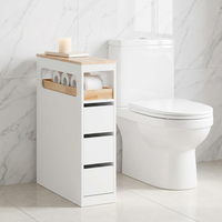 Armoire de salle de bain ultra-étroite de 23 cm de large à 3 tiroirs sur roulettes, unité de rangement mobile peu encombrante avec étagère ouverte pour toilettes et cuisine