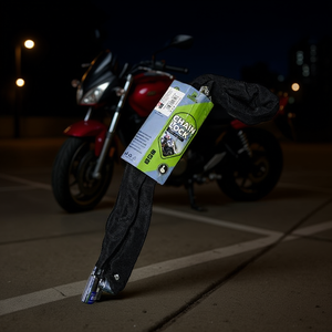 Chain Lock 5x100mm Black Fabric Covered Steel Chain With Padlock For Motorcycle Security - Product Image 3