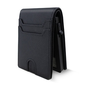 Minimalist Business RFID Blocking <b>Wallet</b> Vintage Leather and Aluminum Automatic Pop-Up Slim Short Length Credit Card <b>Holder</b> - Product Image 3