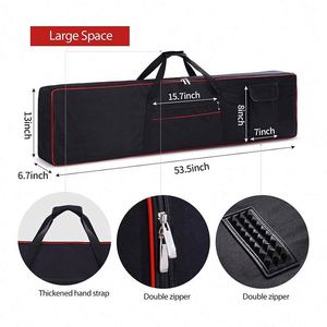 Étui pour clavier 88 touches, sac de transport pour clavier avec 2 poches, sac pour clavier en Oxford 600D durable avec rembourrage intérieur pour piano numérique - Product Image 4