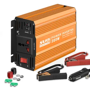 Nhà Máy DC 12V 24V Đến 110V 100V AC 300 Watt Tinh Khiết Sine Wave Power Inverter Với 4 Mỹ Ổ Cắm