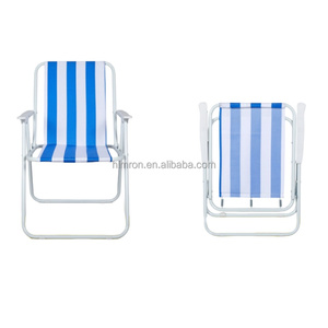 Chaise de plage pliante rayée avec structure en fer, chaise longue de camping, chaise longue de loisirs d'extérieur - Product Image 5
